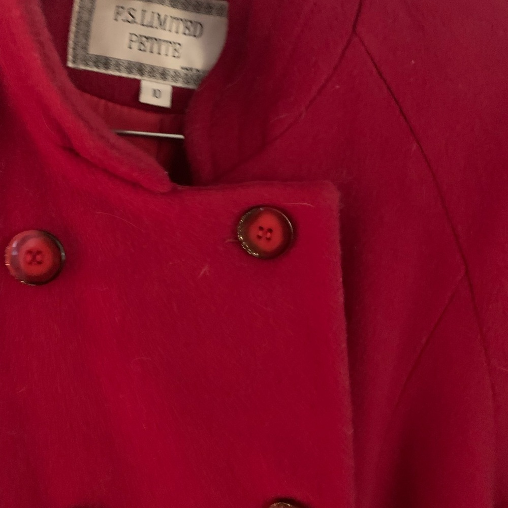 F.S Limited Petite Bold Red Double-Breasted Coat Size 10 petite